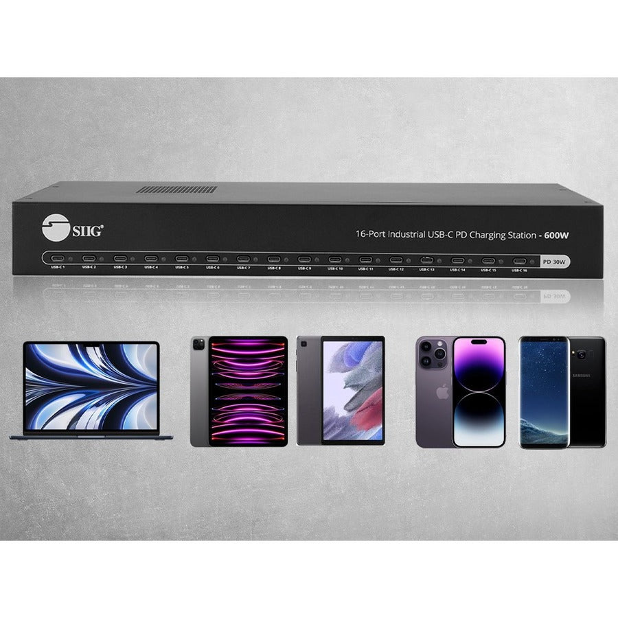 16-Port Industrial USB-C PD Charging Station - 600W — ID-US0A11-S1