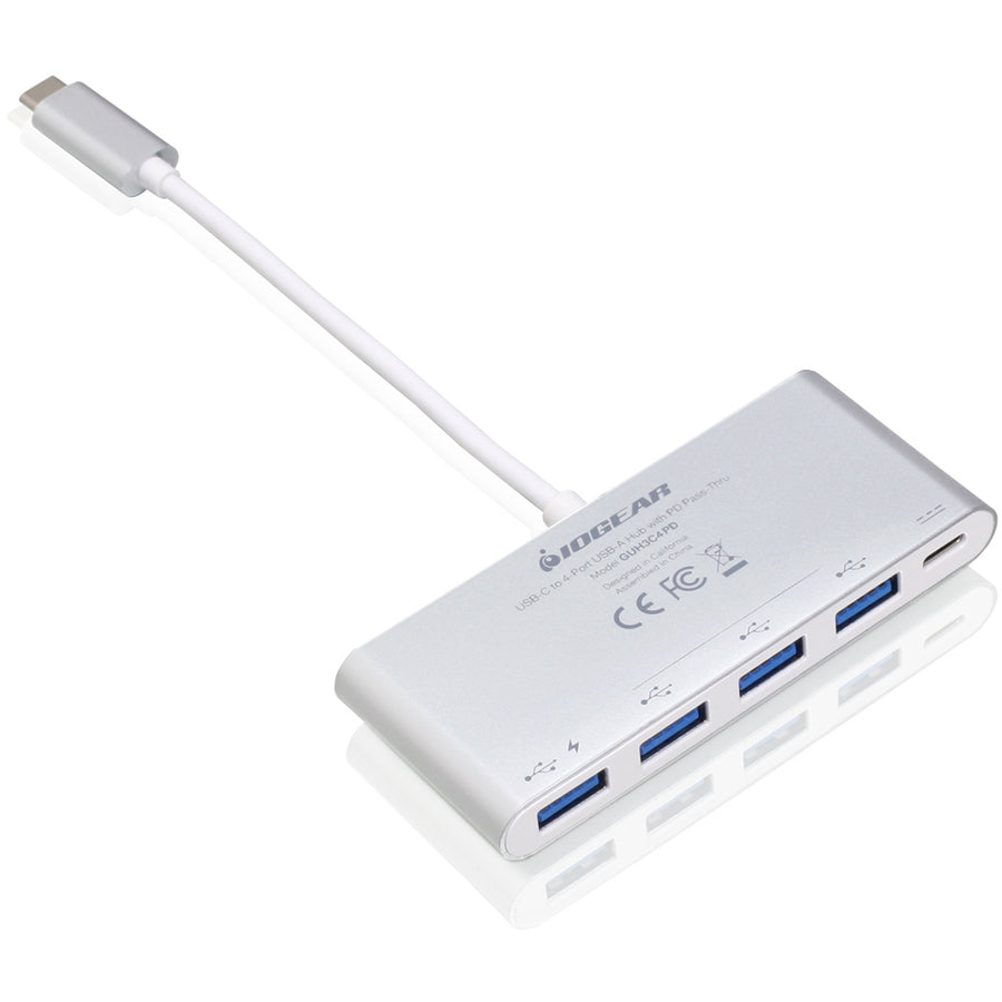 IOGEAR USB-C to 4 Port USB-A Hub with Power Delivery Pass-Through — GUH3C4PD