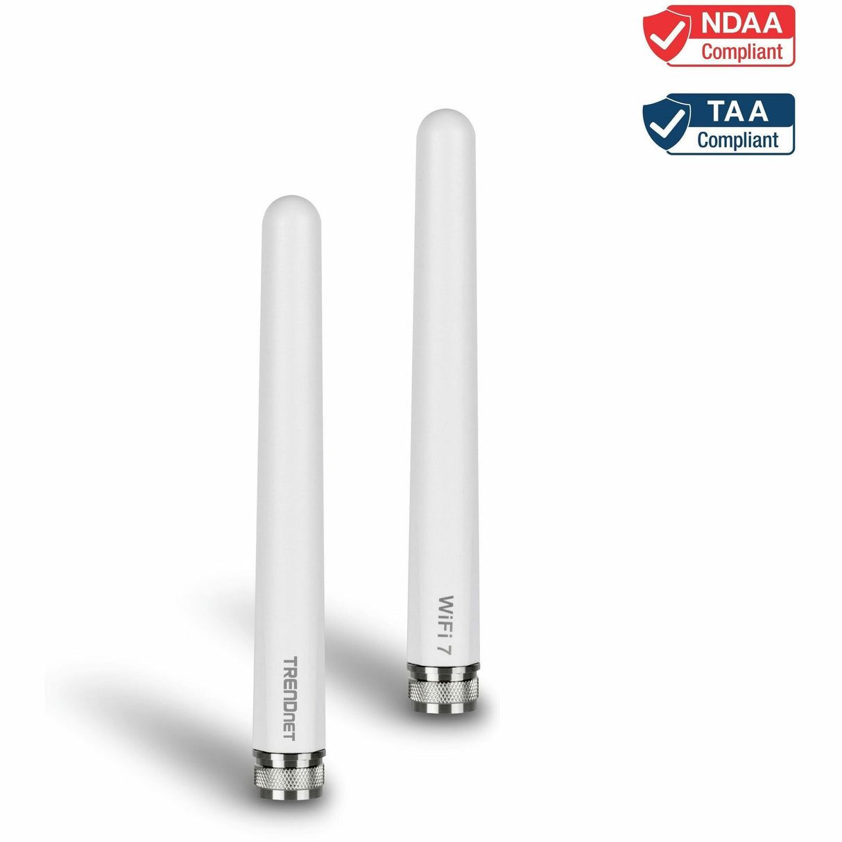TRENDnet 3/6/7 dBi Outdoor Tri-Band Omni Antenna Kit, TEW-A057, 2.4GHz, 5GHz, 6GHz, Compatible with 802.11be/ ax/ac/n/g/b/a Routers and Access Points, N-Type Connector, White — TEW-AO57