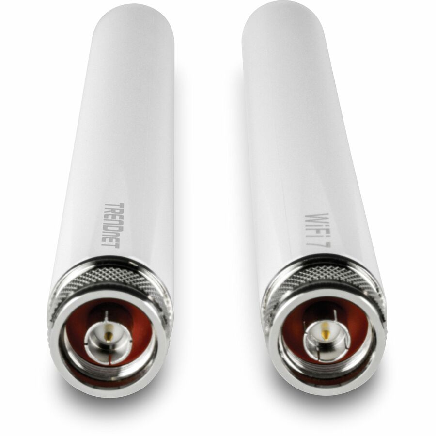 TRENDnet 3/6/7 dBi Outdoor Tri-Band Omni Antenna Kit, TEW-A057, 2.4GHz, 5GHz, 6GHz, Compatible with 802.11be/ ax/ac/n/g/b/a Routers and Access Points, N-Type Connector, White — TEW-AO57