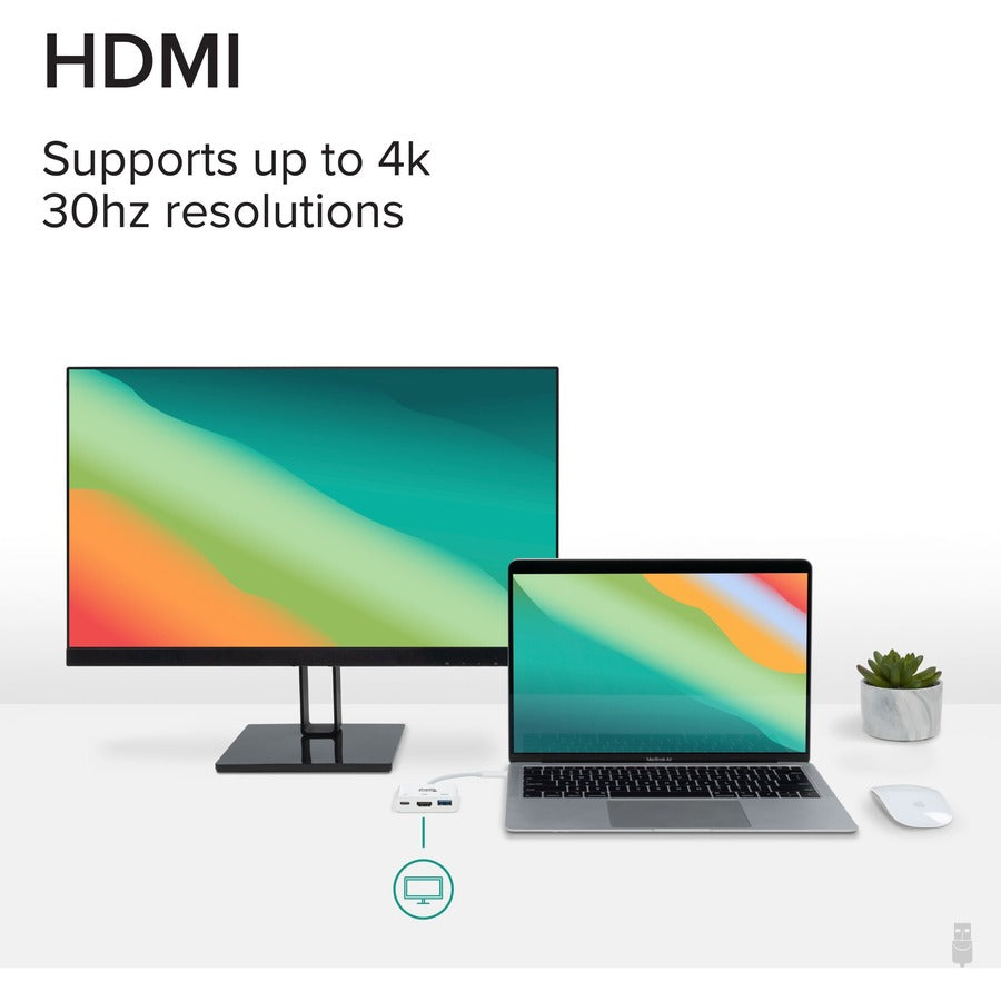 Plugable USB C to HDMI Multiport Adapter, 3-in-1 USB C Hub with 4K HDMI Output, USB 3.0 and USB-C Charging Port — USBC-MD103