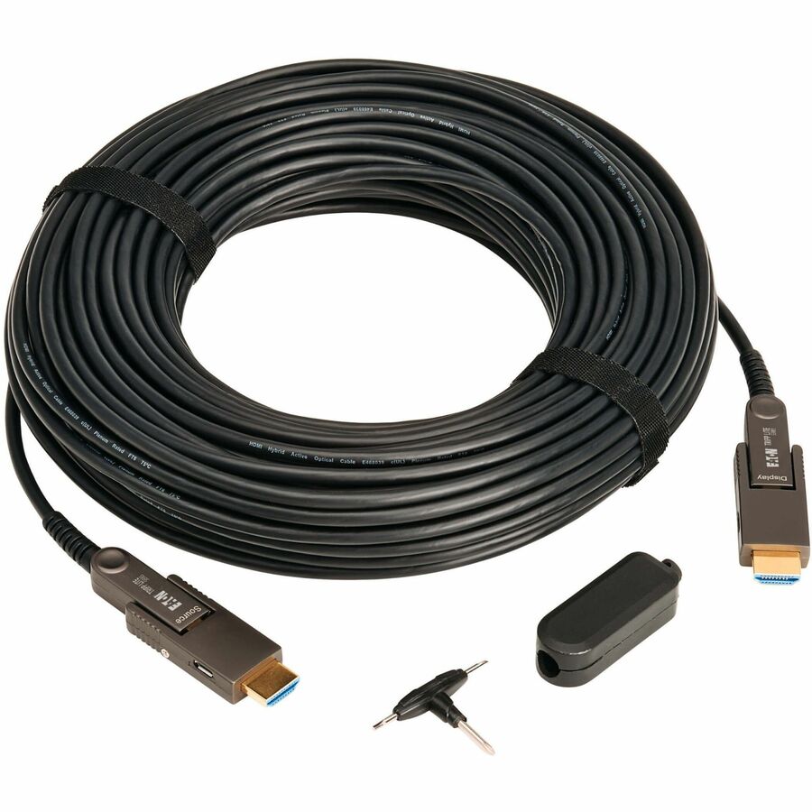 Eaton Tripp Lite Series 8K HDMI Fiber Active Optical Cable (AOC) with Detachable Connectors (M/M) - 8K UHD @ 60 Hz, HDR, HDCP 2.3, Black, 30 m (98 ft.) — P568FMM-30M-8K6