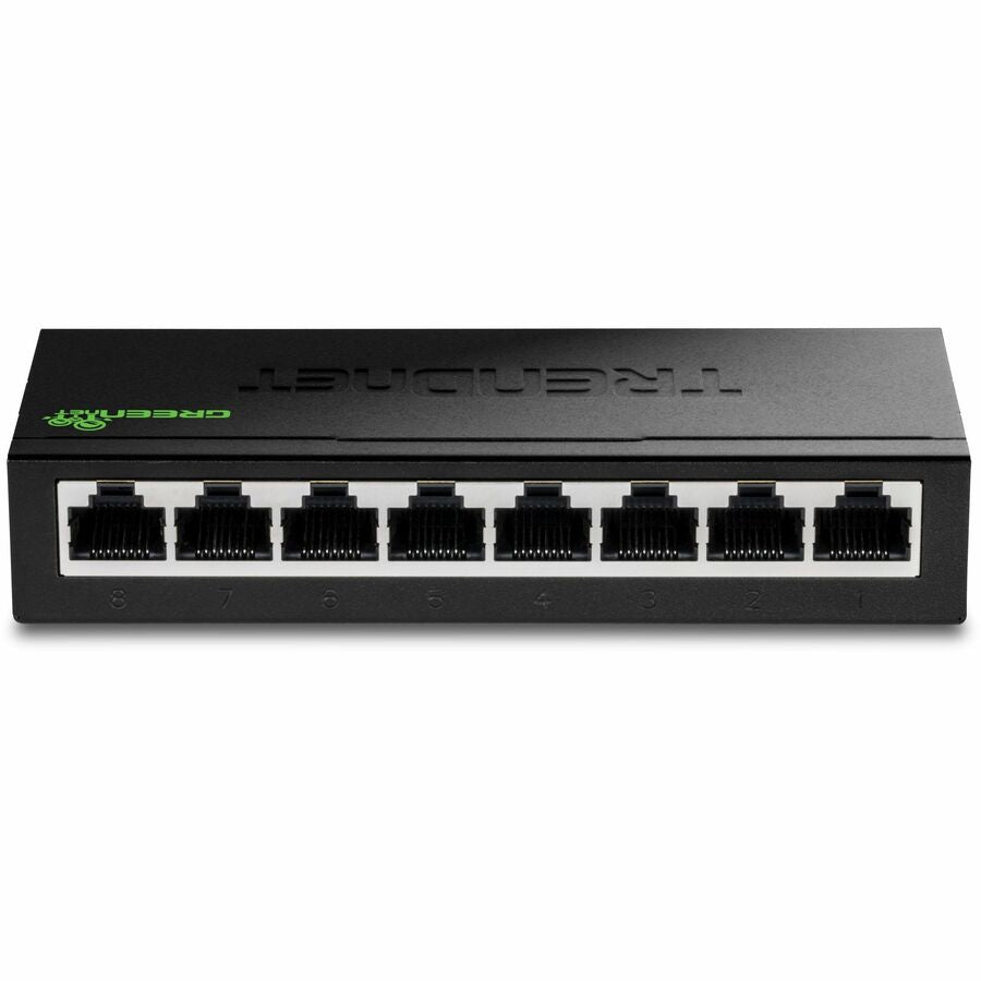 TRENDnet 8-Port Mini Gigabit Switch, TEG-S80g, GREENnet Technology, NDAA + TAA Compliant, Desktop Metal Ethernet Network Switch, 8 x Gigabit Ports, Fanless, Lifetime Protection, Black — TEG-S80G
