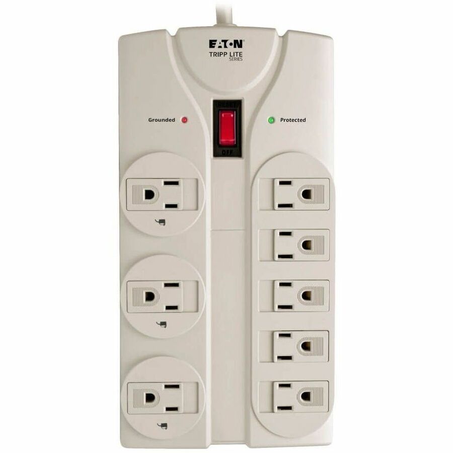 Eaton Tripp Lite Series Protect It! 8-Outlet Surge Protector, 25 ft. Cord with Right-Angle Plug, 1440 Joules, Diagnostic LEDs, Light Gray Housing — TLP825