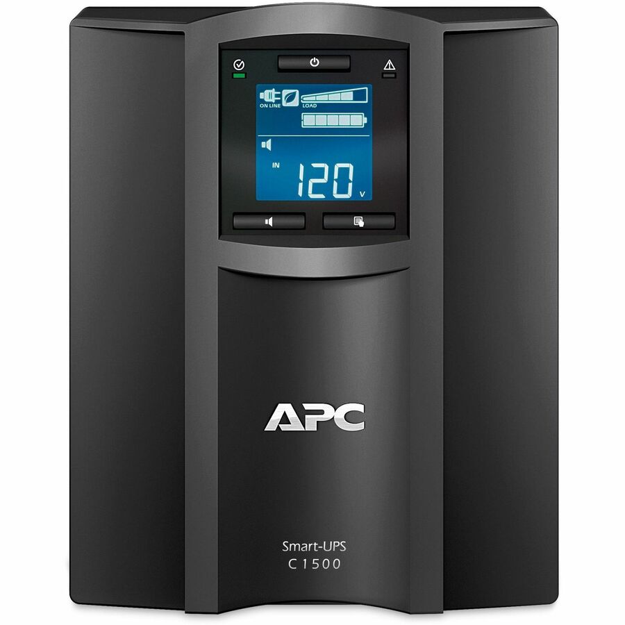 APC Smart-UPS C, Line Interactive, 1440VA, Tower, 120V, 8x NEMA 5-15R outlets, SmartConnect port, USB and Serial communication, AVR, Graphic LCD — SMC1500C