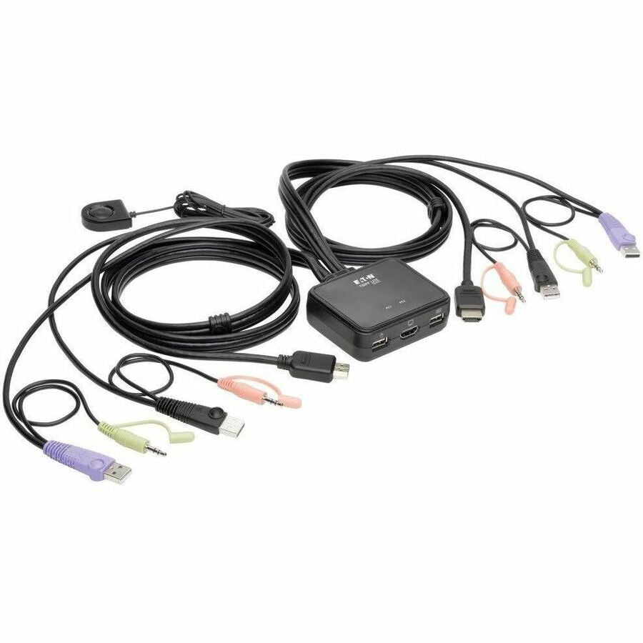 Eaton Tripp Lite Series 2-Port USB/HD Cable KVM Switch with Audio/Video, Cables and USB Peripheral Sharing — B032-HUA2