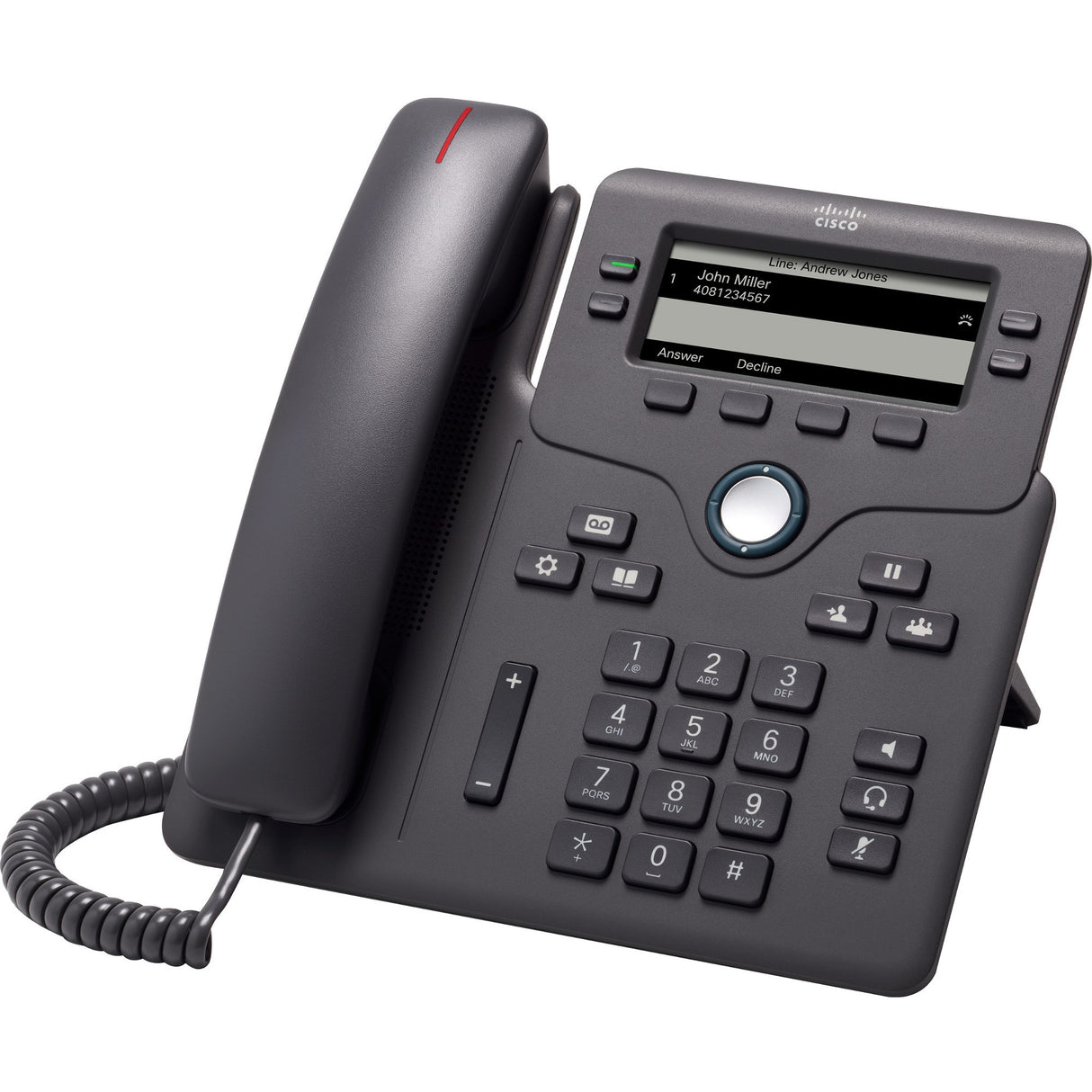 Cisco 6851 IP Phone - Corded - Corded - 3 Multiple Conferencing - Wall Mountable, Desktop - Charcoal — CP-6851-3PW-NA-K9=