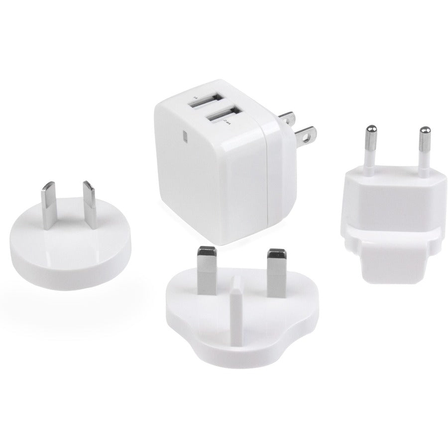 StarTech.com Travel USB Wall Charger â€" 2 Port â€" White â€" Universal Travel Adapter â€" International Power Adapter â€" USB Charger — USB2PACWH