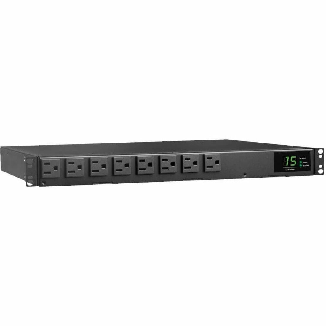 Eaton Tripp Lite Series 1.44kW 120V Single-Phase ATS/Local Metered PDU - 8 NEMA 5-15R Outlets, Dual 5-15P Inputs, 12 ft. Cords, 1U, TAA — PDUMH15ATS