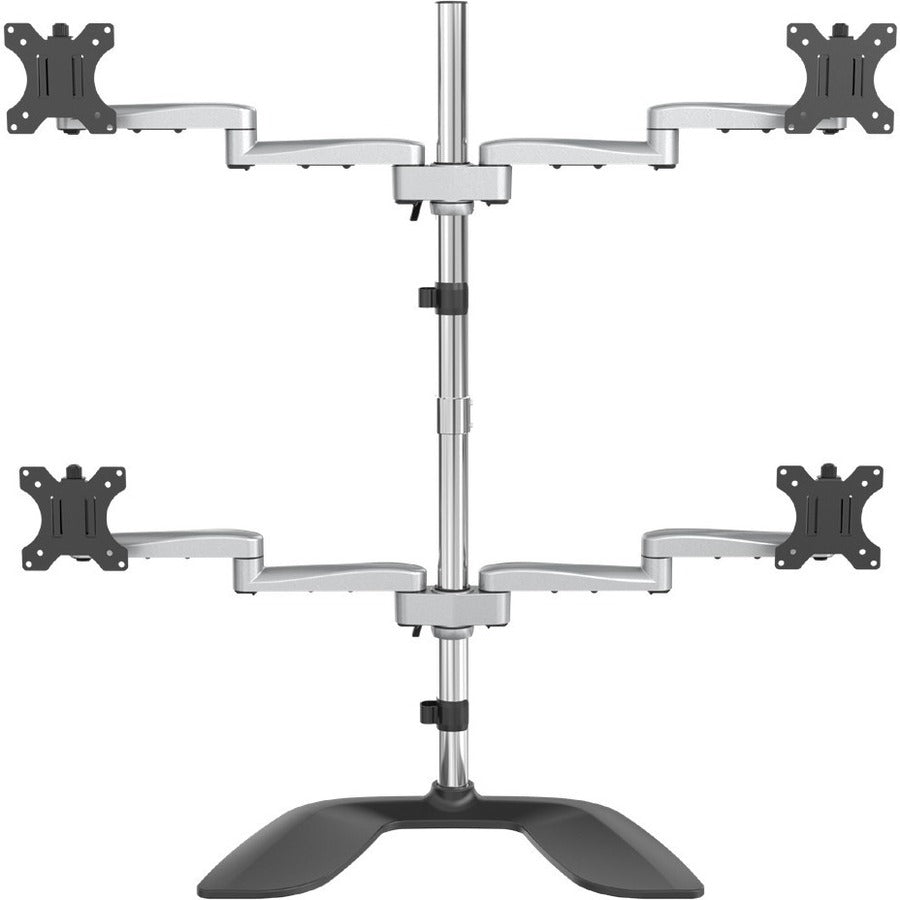StarTech.com Quad Monitor Stand, Desktop VESA 4 Monitor Arm up to 32" (17.6lb/8kg) Screens, Ergonomic Articulating Pole Mount, Adjustable — ARMQUADSS