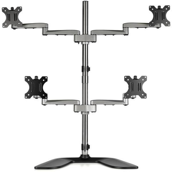StarTech.com Quad Monitor Stand, Desktop VESA 4 Monitor Arm up to 32" (17.6lb/8kg) Screens, Ergonomic Articulating Pole Mount, Adjustable — ARMQUADSS