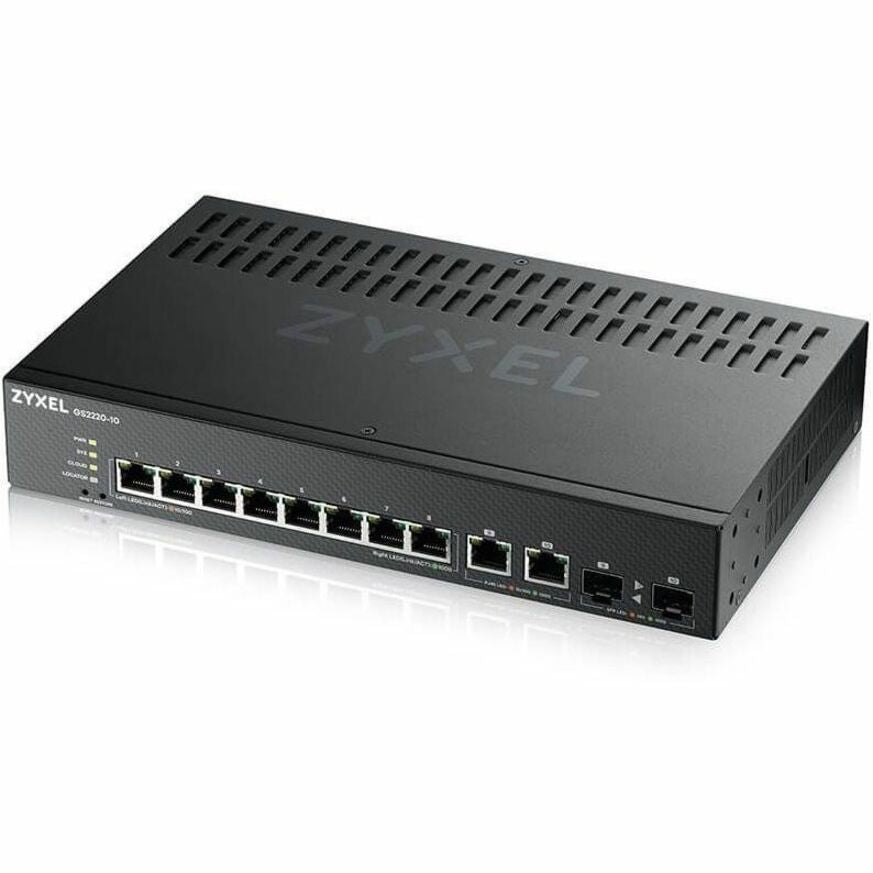 ZYXEL GS2220-10 8-Port Gigabit L2+ Managed and Nebula Pro Cloud Managed Switch with 2 SFP Uplinks — GS2220-10