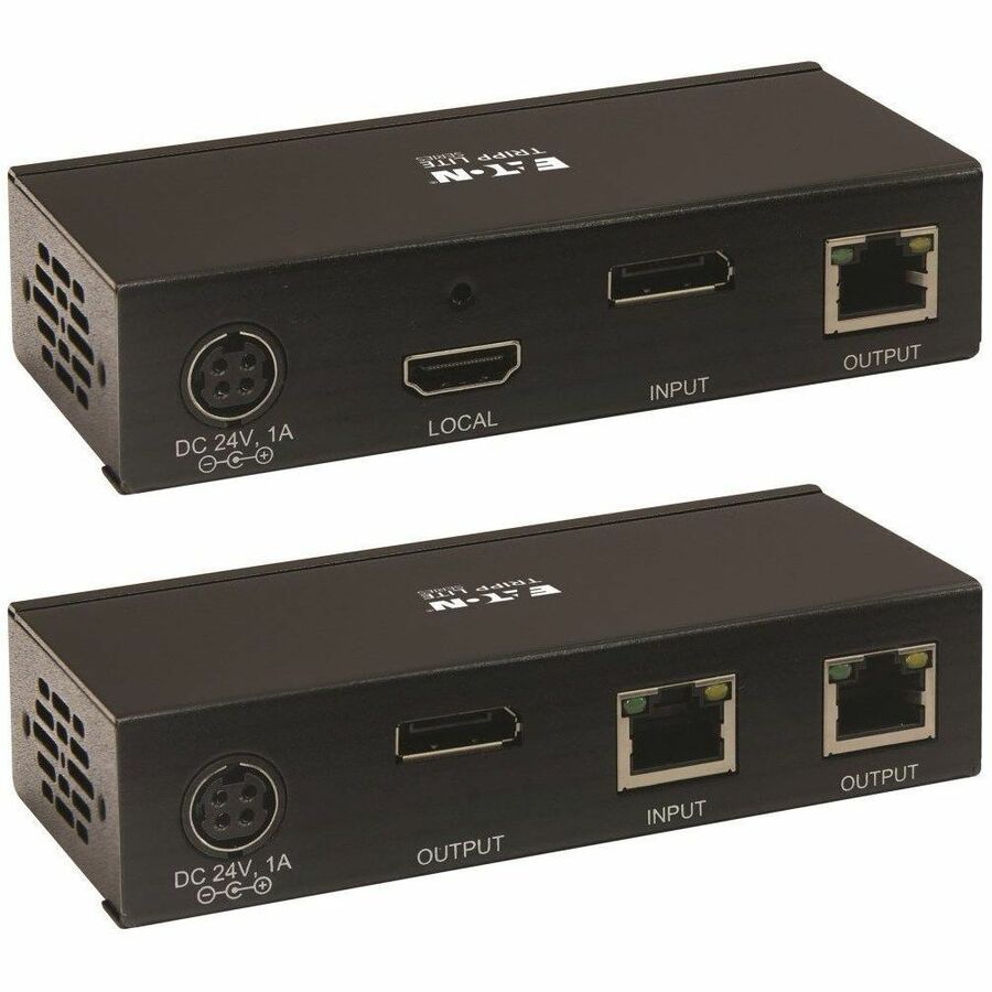Eaton Tripp Lite Series DisplayPort over Cat6 Extender Kit, Transmitter and Receiver with Repeater, 4K, 4:4:4, PoC, 230 ft. (70.1 m), TAA — B127A-111-BDTD