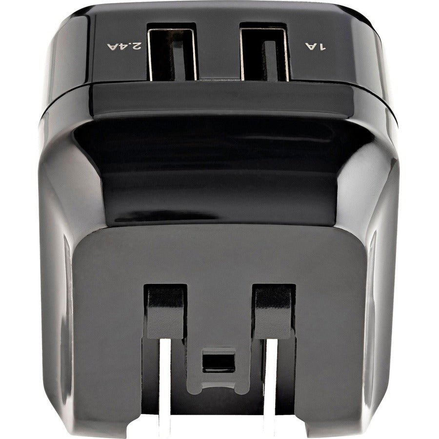 StarTech.com 2 Port USB Wall Charger, 17W Wall Charger Hub (2.4A & 1A port), Dual USB-A Power Adapter, Portable Charger for Phones/Tablets — USB2PACUBK