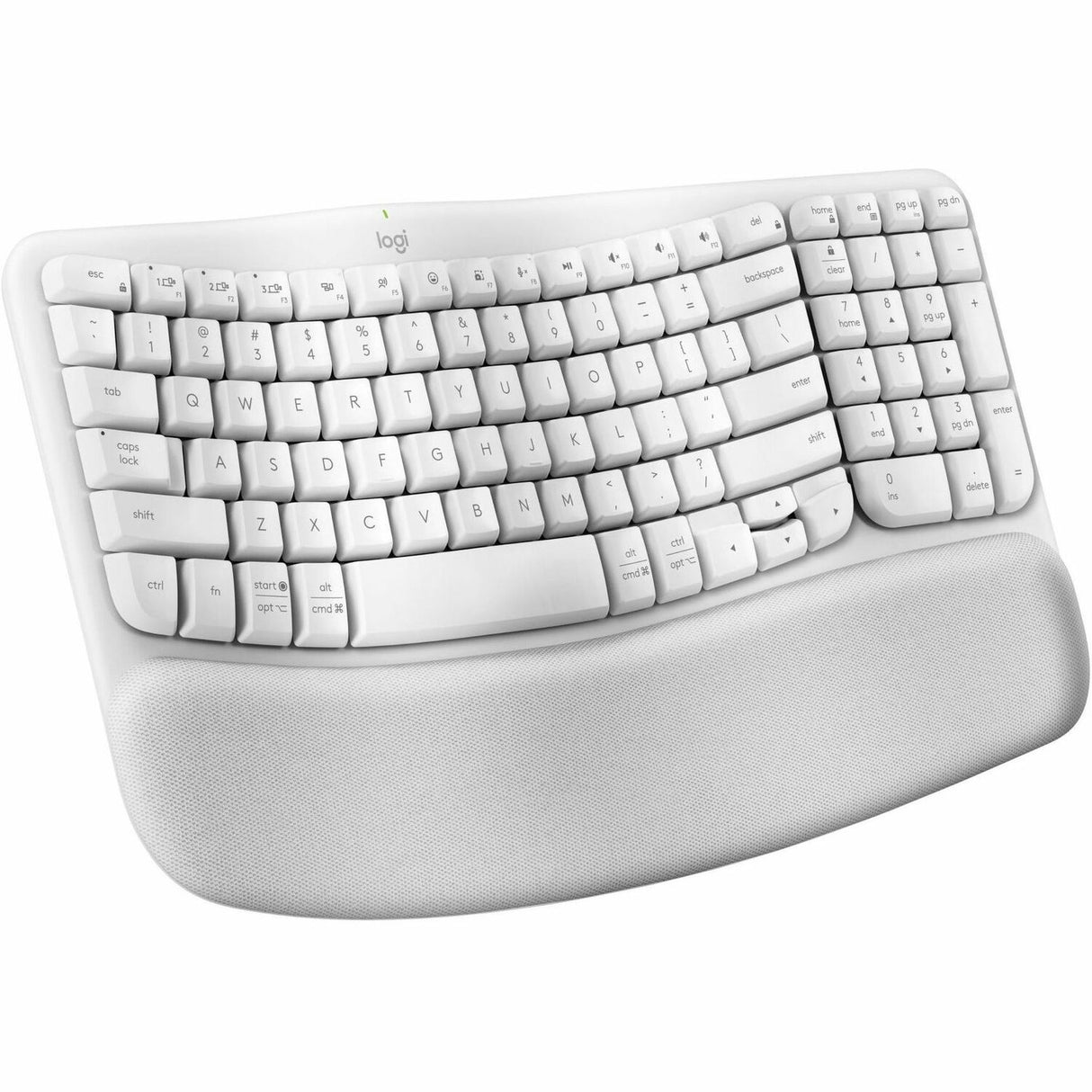 Logitech Wave Keys Wireless Ergonomic Keyboard with Cushioned Palm Rest, Comfortable Natural Typing, Easy-Switch, Off White — 920-012275