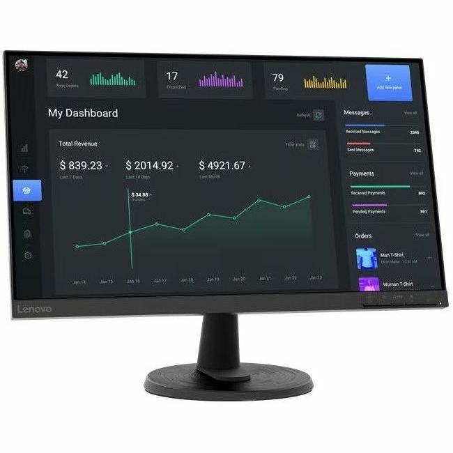 Lenovo D24-40 24" Class Full HD LED Monitor - 16:9 - Raven Black — 67A2KCC6US