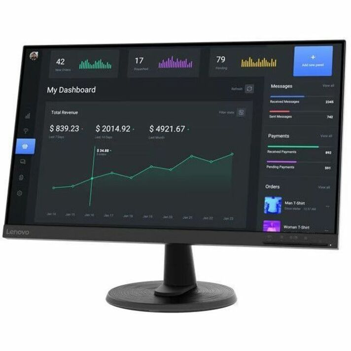 Lenovo D24-40 24" Class Full HD LED Monitor - 16:9 - Raven Black — 67A2KCC6US