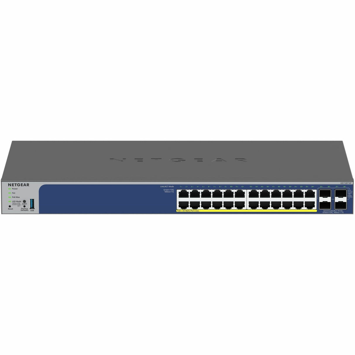Netgear Gigabit PoE+ Smart Switches with 4 Dedicated 10G SFP+ Ports — GS728TXP-300NAS