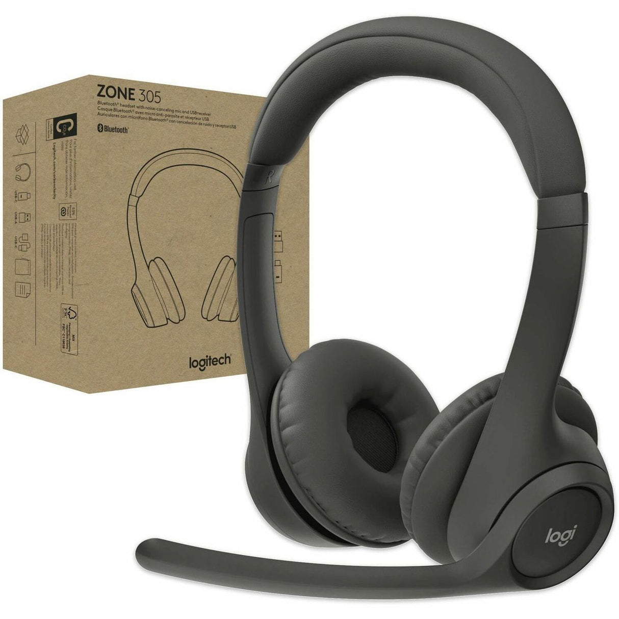 Logitech Zone 305 for Business, Wireless Bluetooth Headset With Microphone, Native Bluetooth, for Microsoft Teams, Black — 981-001457