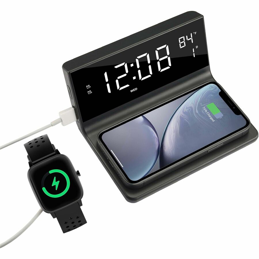 Supersonic Dual Alarm Clock with Wireless Charger 2-IN-1 Wireless Charger — SC-6025QI