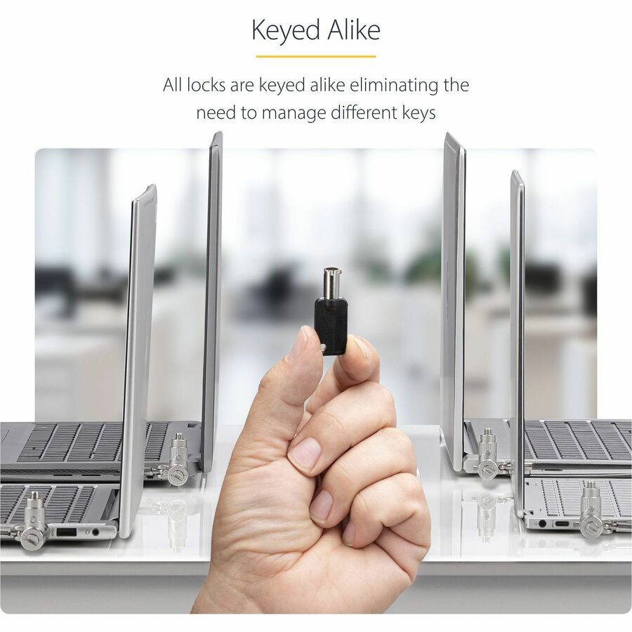 StarTech.com 25-Pack Universal Laptop Lock 6.6ft, Keyed Alike Locking Cable, Security Cable, Compatible w/Noble Wedge®/Nano/K-Slot — UNIVKA25-LAPTOP-LOCK
