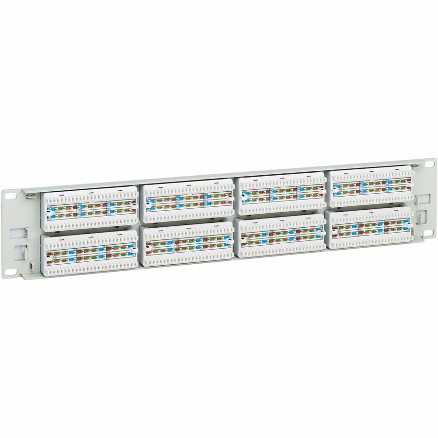 Eaton Tripp Lite Series 48-Port Cat6 Patch Panel - 4PPoE Compliant, 110/Krone, 568A/B, RJ45 Ethernet, 2U Rack-Mount, White, TAA — N252-P48-WH