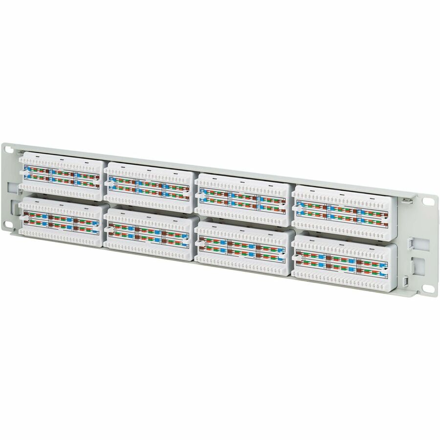 Eaton Tripp Lite Series 48-Port Cat6 Patch Panel - 4PPoE Compliant, 110/Krone, 568A/B, RJ45 Ethernet, 2U Rack-Mount, White, TAA — N252-P48-WH