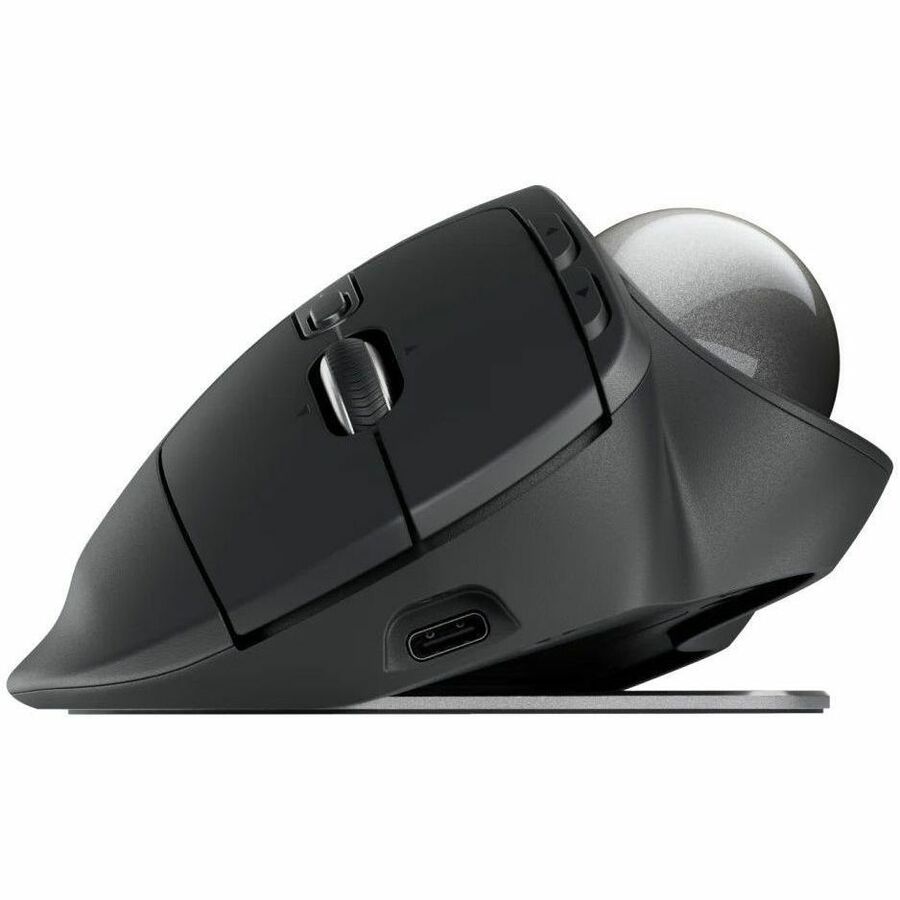Logitech MX Ergo S Plus Advanced Wireless Trackball Mouse, USB-C Rechargeable Wireless Ergonomic Mouse With Bluetooth and Encrypted Dongle, 6 Programmable Buttons, for PC/Mac (Graphite) — 910-007247