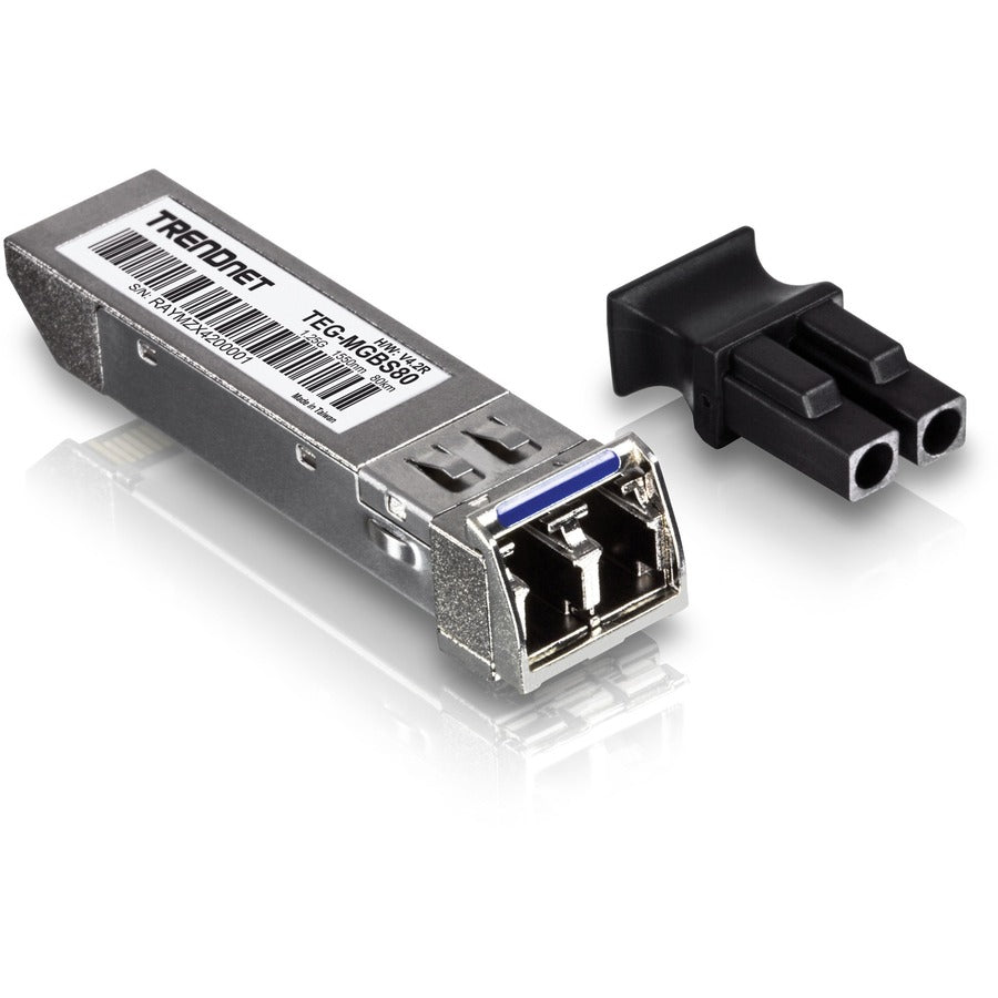 TRENDnet SFP to RJ45 Mini-GBIC Single-Mode LC Module; TEG-MGBS80; Mini-GBIC Module for Single Mode Fiber; LC Connector Type; Up to 80 Km (49.7 Miles); 1.25Gbps Gigabit Ethernet; Lifetime Protection — TEG-MGBS80