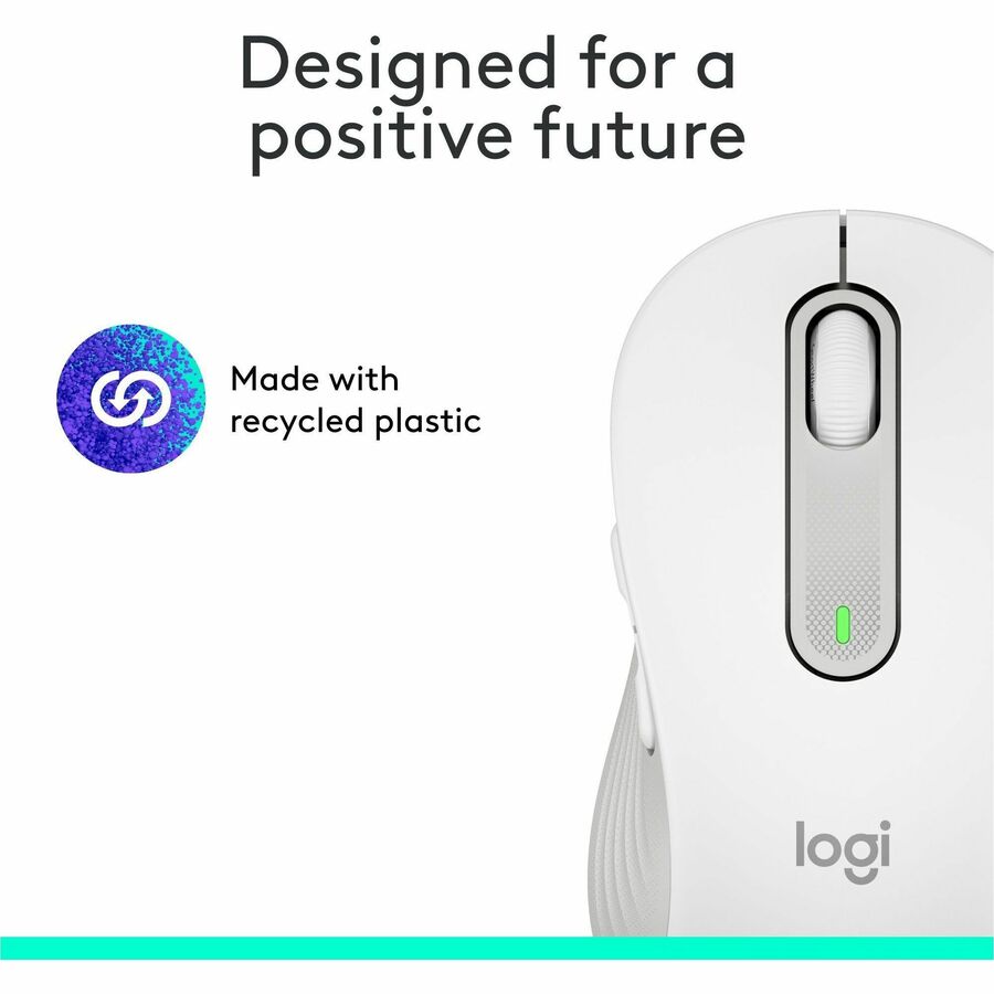 Logitech Signature M650 L Full Size Wireless Mouse - For Large Sized Hands, 2-Year Battery, Silent Clicks, Off-white — 910-006233