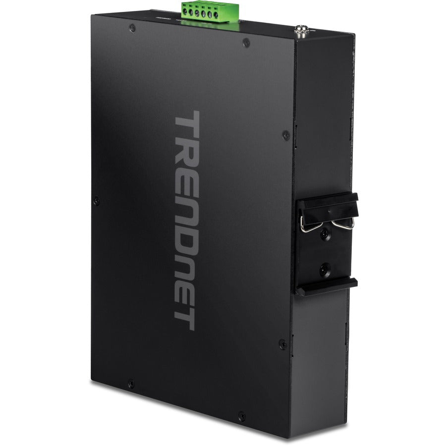 TRENDnet 10-Port Industrial Gigabit PoE+ Switch, WideTemperature Range -20° - 65°C (-4° - 149°F), DIN Rail Switch, 50-55V DC, 8 x Gigabit PoE+ Ports, 2 x Gigabit SFP Slots, TI-PGM102, Black — TI-PGM102