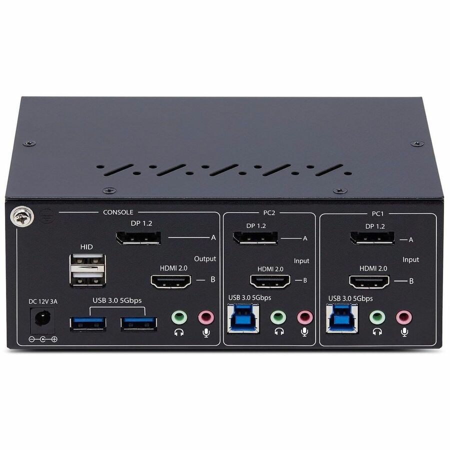StarTech.com 2-Port Dual-Monitor DisplayPort and HDMI KVM Switch, 4K 60Hz, 2-Port USB 5Gbps Hub, 2x USB HID Ports, Hotkeys, TAA Compliant — P2ADDH462-KVM-SWITCH