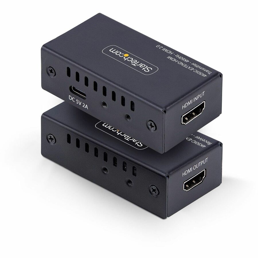 StarTech.com HDMI Extender Over CAT5e/CAT6, 4K 60Hz, Up to 200ft (60m), Transmitter and Receiver Kit, Power Over Cable — 4K50IC-EXTEND-HDMI