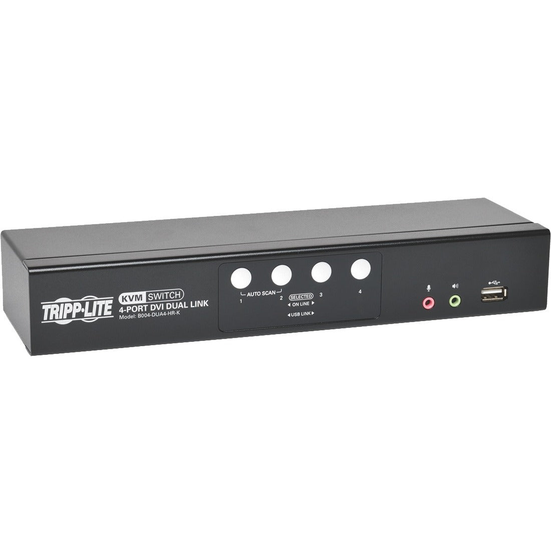 Eaton Tripp Lite Series 4-Port DVI Dual-Link / USB KVM Switch with Audio and Cables, TAA — B004-DUA4-HR-K