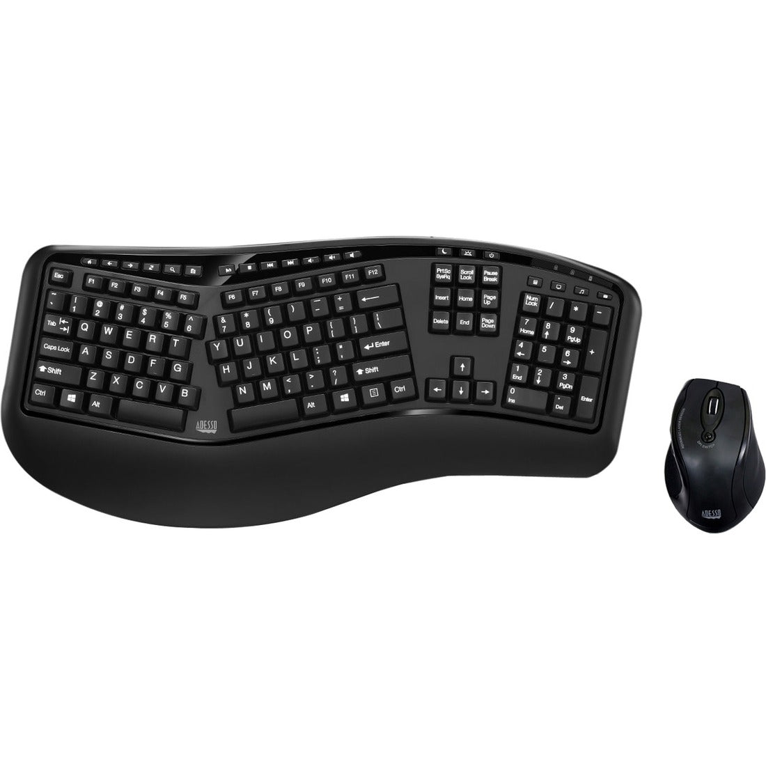 Adesso Tru-Form Media 1500 - Wireless Ergonomic Keyboard and Laser Mouse — WKB-1500GB