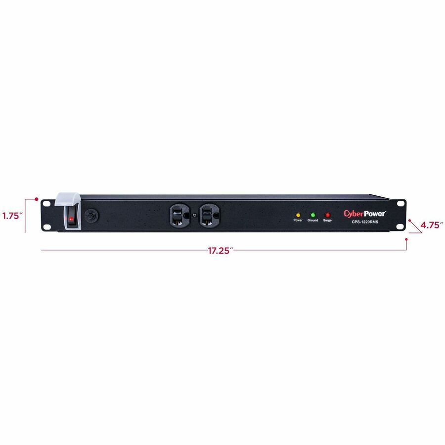 CyberPower CPS1220RMS Rackbar 12 - Outlet Surge Protector with 1800 J Surge Suppression — CPS-1220RMS