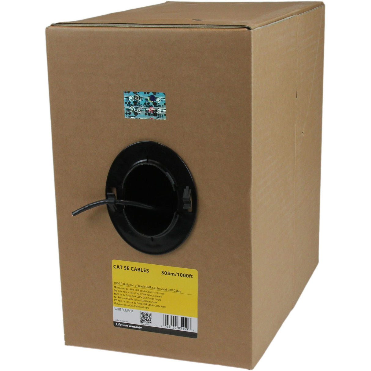 StarTech.com Bulk Cat 5e Ethernet Cable - 1000 ft. (304,8m) - Solid - CMR-Rated - Black - TAA Compliant — WIR5ECMRBK