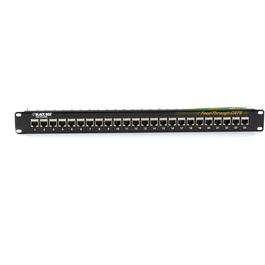 Black Box CAT6 Patch Panel - Feed-Through, 1U, Shielded, 24-Port — JPM814A