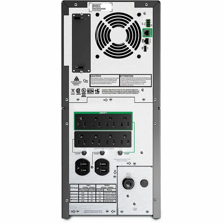 APC Smart-UPS, Line Interactive, 2200VA, Tower, 120V, 8x NEMA 5-15R+2x NEMA 5-20R outlets, SmartConnect Port+SmartSlot, AVR, LCD — SMT2200C