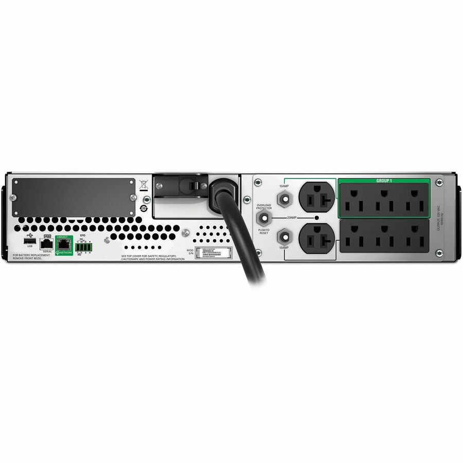 APC Smart-UPS, Line Interactive, 3kVA, Rackmount 2U, 120V, 6x NEMA 5-15R+2x NEMA 5-20R outlets, SmartConnect Port+SmartSlot, AVR, LCD — SMT3000RM2UC