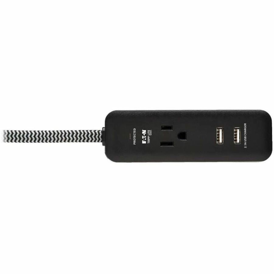 Eaton Tripp Lite Series 1-Outlet Surge Protector with 2 USB Ports (2.1A Shared) - 4 ft. Cord, 5-15P Plug, 450 Joules, Black — TLP104USB