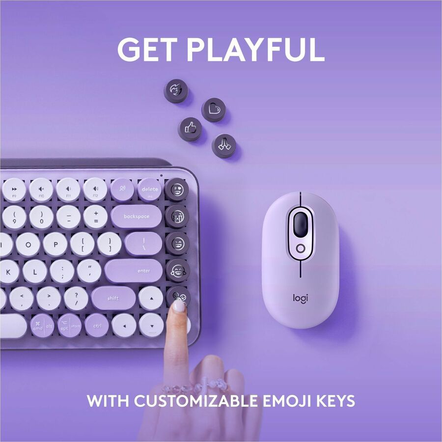 Logitech POP Keys Mechanical Wireless Keyboard with Customizable Emoji Keys, Compact Design, Bluetooth, Cosmos — 920-011233