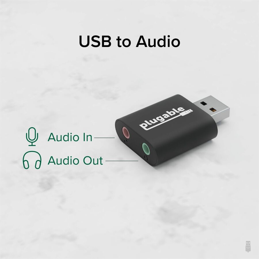 Plugable USB Audio Adapter with 3.5mm Speaker-Headphone and Microphone Jack, Add an External Stereo Sound Card to Any PC — USB-AUDIO