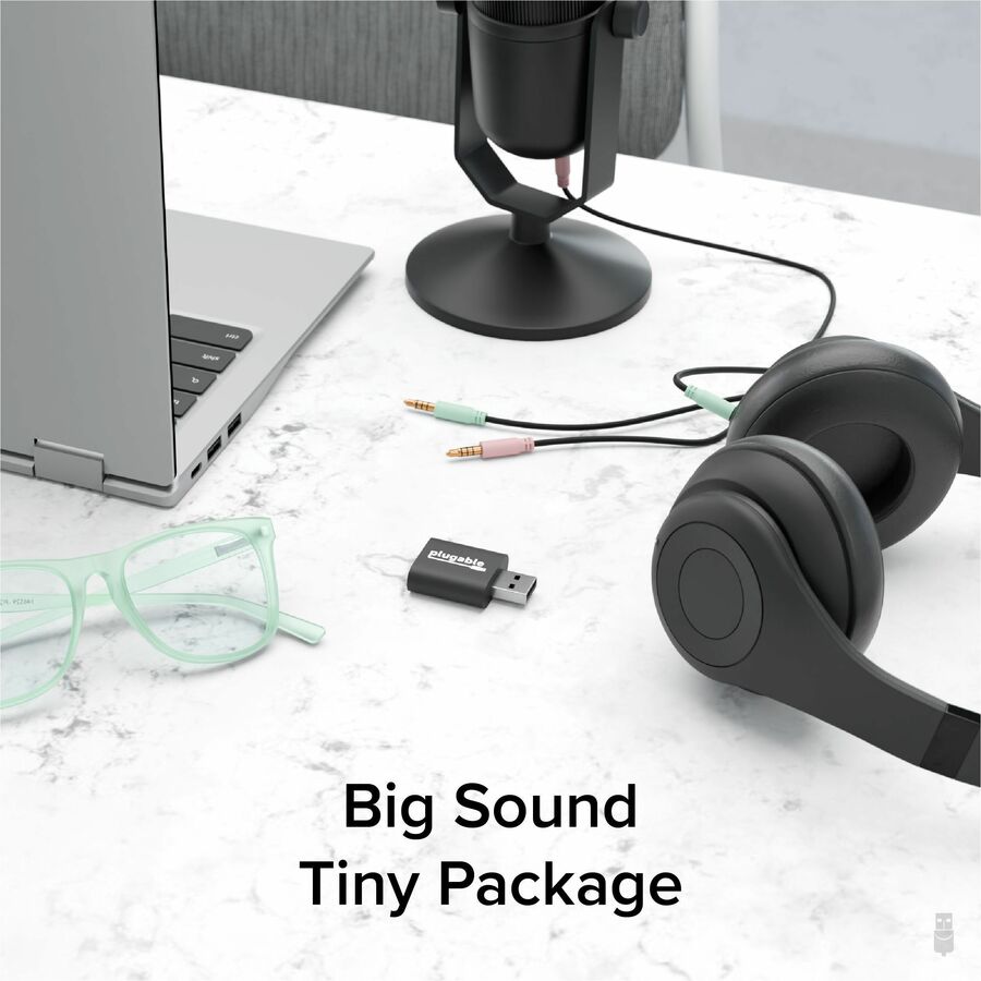 Plugable USB Audio Adapter with 3.5mm Speaker-Headphone and Microphone Jack, Add an External Stereo Sound Card to Any PC — USB-AUDIO