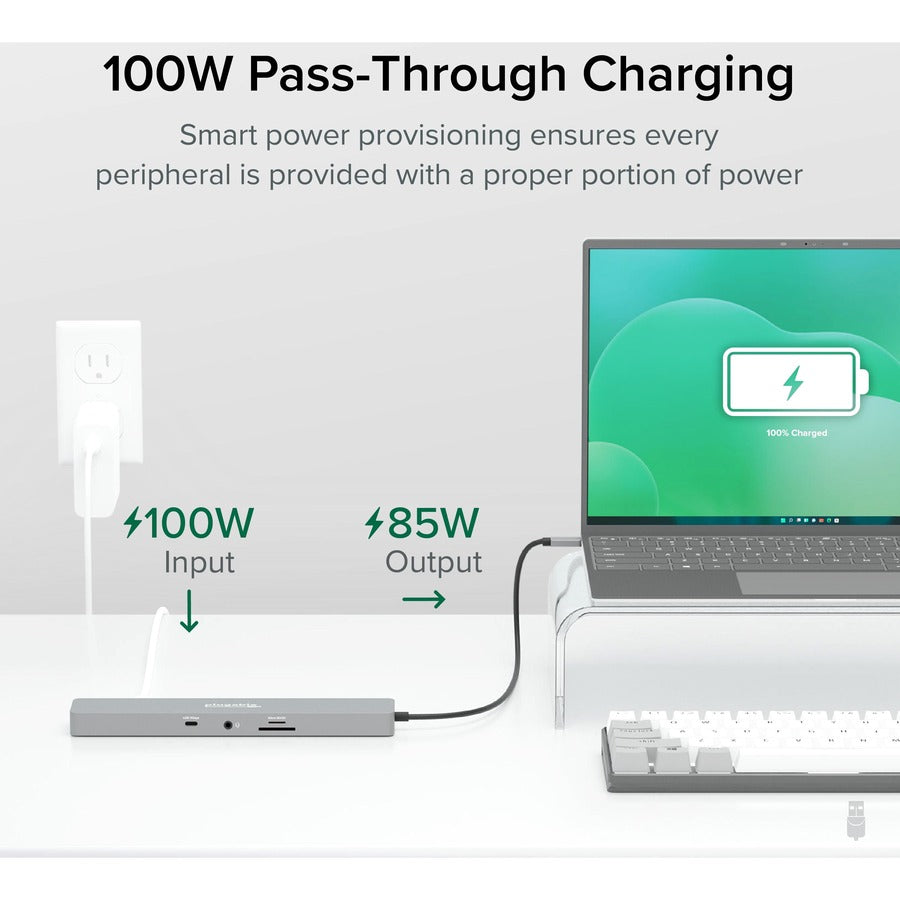 Plugable 11-in-1 USB-C Hub 100W USB-C Pass-through, Laptop Docking Station Dual Monitor with 4K 60Hz HDMI — USBC-11IN1E