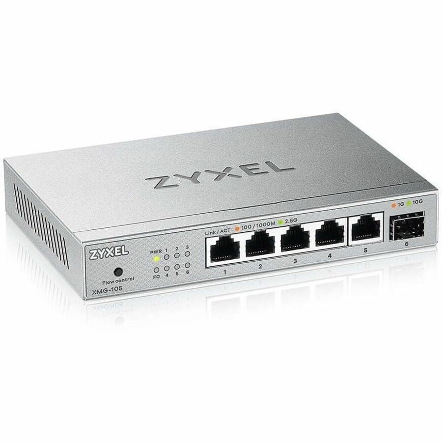 Zyxel 8-Port 2.5Gb MultiGig Ethernet Unmanaged Switch | 5 x 100/1G/2.5G Ports + 1 x 10G SFP+ | Plug & Play | Metal Housing | Desktop or Wall-Mount | Ethernet Splitter | Lifetime Warranty | XMG-105 — XMG105