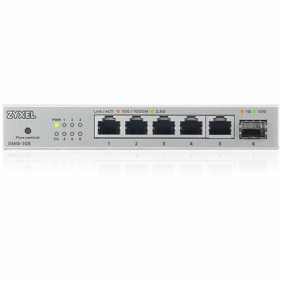 Zyxel 8-Port 2.5Gb MultiGig Ethernet Unmanaged Switch | 5 x 100/1G/2.5G Ports + 1 x 10G SFP+ | Plug & Play | Metal Housing | Desktop or Wall-Mount | Ethernet Splitter | Lifetime Warranty | XMG-105 — XMG105