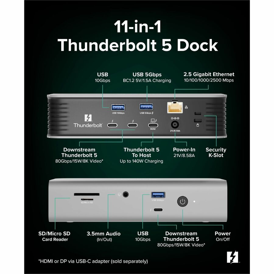 Plugable 11-in-1 Thunderbolt 5 Docking Station — TBT-UDT3