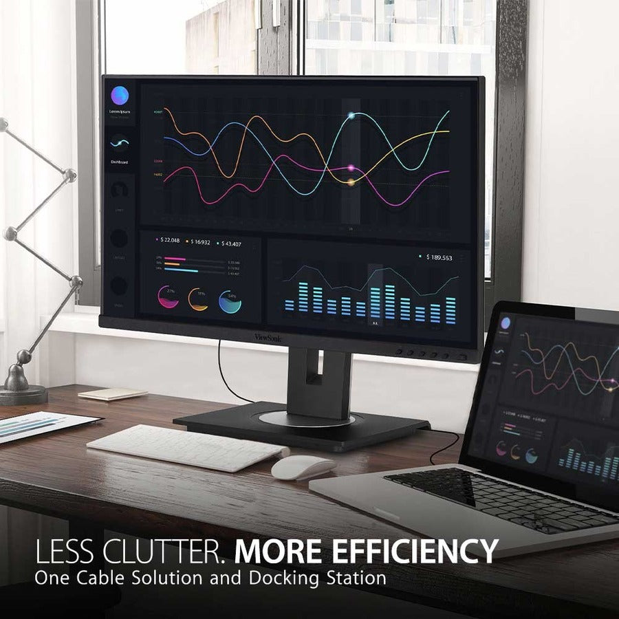 ViewSonic VG2456 24 Inch 1080p Monitor with USB C 3.2, Docking Built-In Gigabit Ethernet and 40 Degree Tilt Ergonomics for Home and Office — VG2456