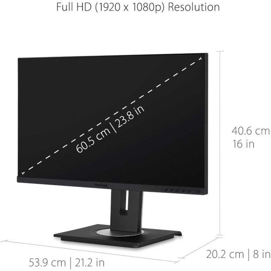 ViewSonic VG2456 24 Inch 1080p Monitor with USB C 3.2, Docking Built-In Gigabit Ethernet and 40 Degree Tilt Ergonomics for Home and Office — VG2456